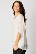 Italian Silk Raw Edge Bottom Tee #11 (5 Colors) - Jacqueline B Clothing