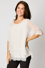 Italian Silk Raw Edge Bottom Tee #11 (5 Colors) - Jacqueline B Clothing