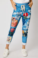 Denim Roses Italian Stretch Pant