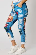 Denim Roses Italian Stretch Pant