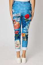 Denim Roses Italian Stretch Pant