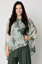 Italian Silk Flowing Olive Smoke Dye Shirt #71