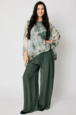 Italian Silk Flowing Olive Smoke Dye Shirt #71
