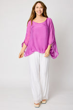 Italian Silk Top w/ Drape Under Arm #13 ( 10 Colors) - Jacqueline B Clothing