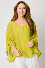 Italian Silk Top w/ Drape Under Arm #13 ( 10 Colors) - Jacqueline B Clothing