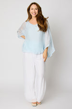 Italian Silk Sequins Trim Blouse #74 (2 Colors)