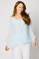 Italian Silk Sequins Trim Blouse #74 (2 Colors)