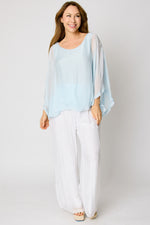 Italian Silk Sequins Trim Blouse #74 (2 Colors)