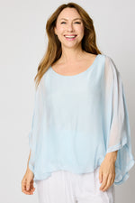 Italian Silk Sequins Trim Blouse #74 (2 Colors)