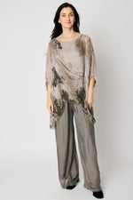 Italian Silk Flowing Top Taupe Wave #71