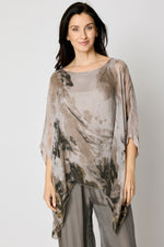 Italian Silk Flowing Top Taupe Wave #71