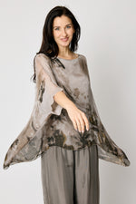 Italian Silk Flowing Top Taupe Wave #71