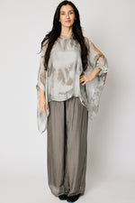 Italian Silk Flowing Cold Shoulder Blouse #69