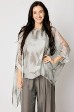 Italian Silk Flowing Cold Shoulder Blouse #69