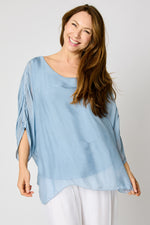 Italian Silk Sequins Trim Blouse #74 (2 Colors) - Jacqueline B Clothing