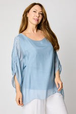 Italian Silk Sequins Trim Blouse #74 (2 Colors) - Jacqueline B Clothing
