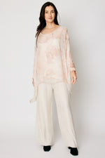 Italian Silk Flowing Blush Tie-Dye Top #19
