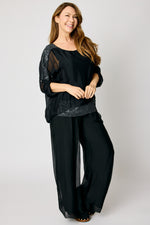 Italian Silk Sequin Sleeve Top (5 Colors) #84 - Jacqueline B Clothing