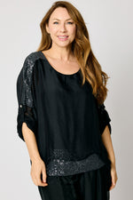 Italian Silk Sequin Sleeve Top (5 Colors) #84 - Jacqueline B Clothing