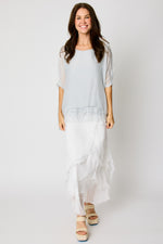 Italian Silk Raw Edge Bottom Tee #11 (5 Colors) - Jacqueline B Clothing