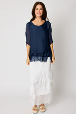 Italian Silk Raw Edge Bottom Tee #11 (5 Colors) - Jacqueline B Clothing