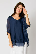 Italian Silk Raw Edge Bottom Tee #11 (5 Colors) - Jacqueline B Clothing