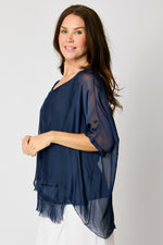 Italian Silk Raw Edge Bottom Tee #11 (5 Colors) - Jacqueline B Clothing