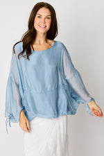 Italian Silk Bubble Tye Sleeve Top #44 (2 Colors)
