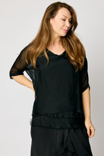Italian Silk Raw Edge Bottom Tee #11 (5 Colors) - Jacqueline B Clothing