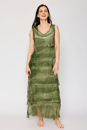 Italian Silk Long Layered Dress (7 Colors) O/S / Mocha Italian Silk Long Layered Dress (7 Colors) O/S / Mocha