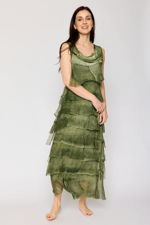 Italian Silk Long Layered Dress (7 Colors) O/S / Denim Blue Italian Silk Long Layered Dress (7 Colors) O/S / Denim Blue