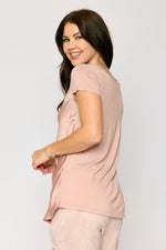 Crew Neck Satin Short Sleeve Blouse (6 Colors)