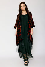 Burnout Orange and Black Fringe Kimono