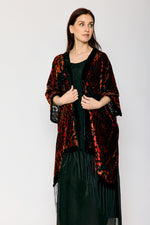Burnout Orange and Black Fringe Kimono