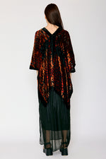 Burnout Orange and Black Fringe Kimono