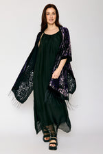 Burnout Purple and Black Fringe Kimono