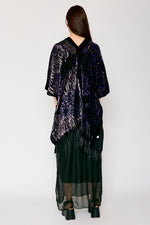 Burnout Purple and Black Fringe Kimono