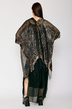 Burnout Taupe and Black Fringe Kimono