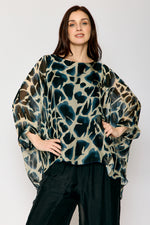 Italian Silk Hide Pattern Flowing Top - Jacqueline B Clothing