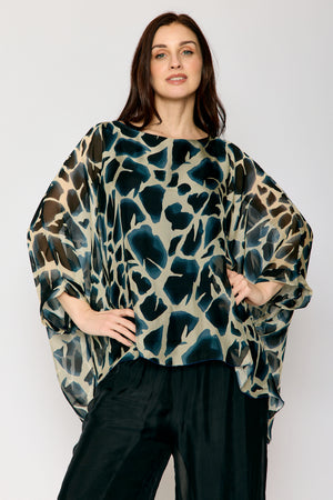 Italian Silk Hide Pattern Flowing Top - Jacqueline B Clothing