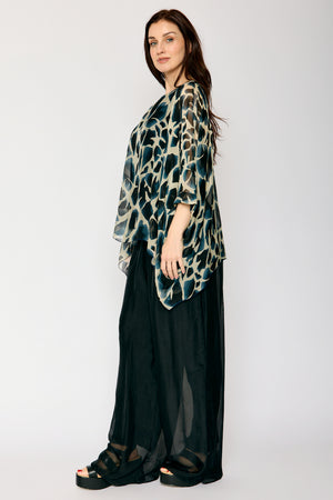 Italian Silk Hide Pattern Flowing Top - Jacqueline B Clothing
