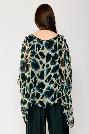 Italian Silk Hide Pattern Flowing Top - Jacqueline B Clothing