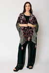 Mixed Print Velvet Tassel Kimono
