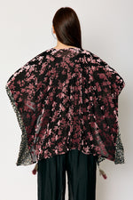 Mixed Print Velvet Tassel Kimono