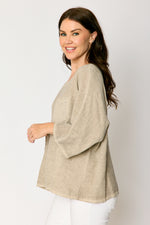 Open Weave 3/4 Sleeve Pocket Top (3 Colors)