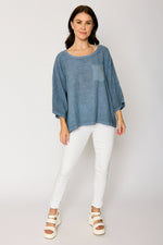 Open Weave 3/4 Sleeve Pocket Top (3 Colors)