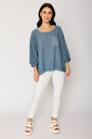 Open Weave 3/4 Sleeve Pocket Top (3 Colors)