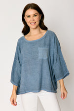 Open Weave 3/4 Sleeve Pocket Top (3 Colors)
