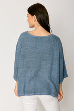 Open Weave 3/4 Sleeve Pocket Top (3 Colors)