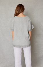 Linen Raw Edge Oversized Top
